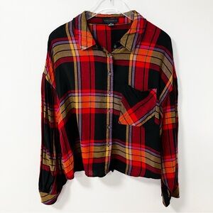 Sanctuary | Red Cabin Plaid Shirt XL